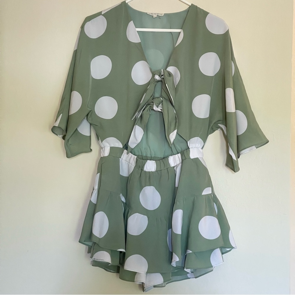 Free the Roses Knotted Front Romper Pistachio Size S - Picture 2 of 16